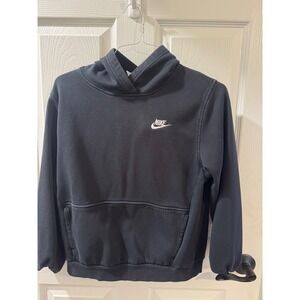 Nike Boys XL Black Pullover Hoodie Embroidered Swoosh Fleece Sweatshirt Youth